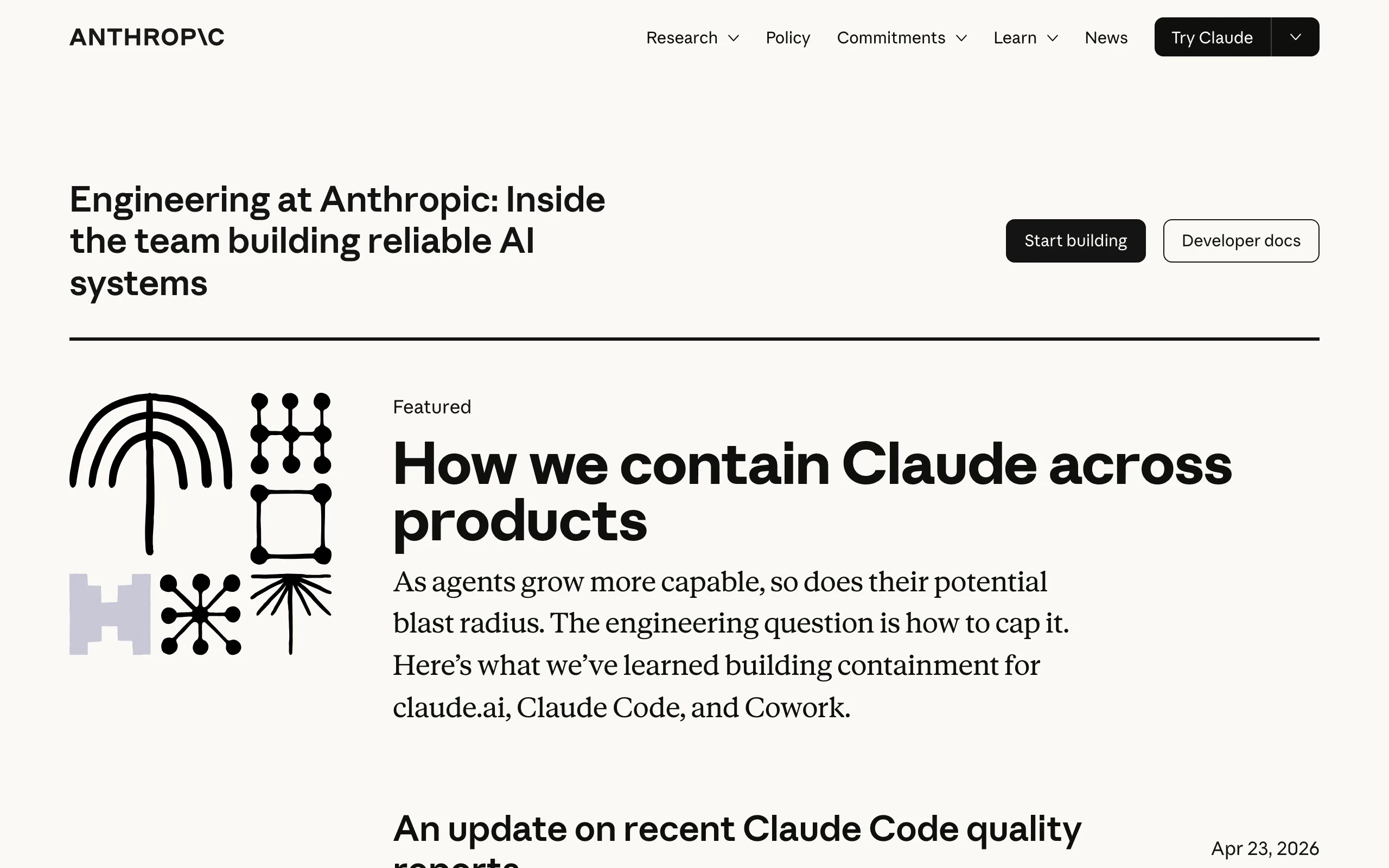 Screenshot of the Anthropic Engineering homepage