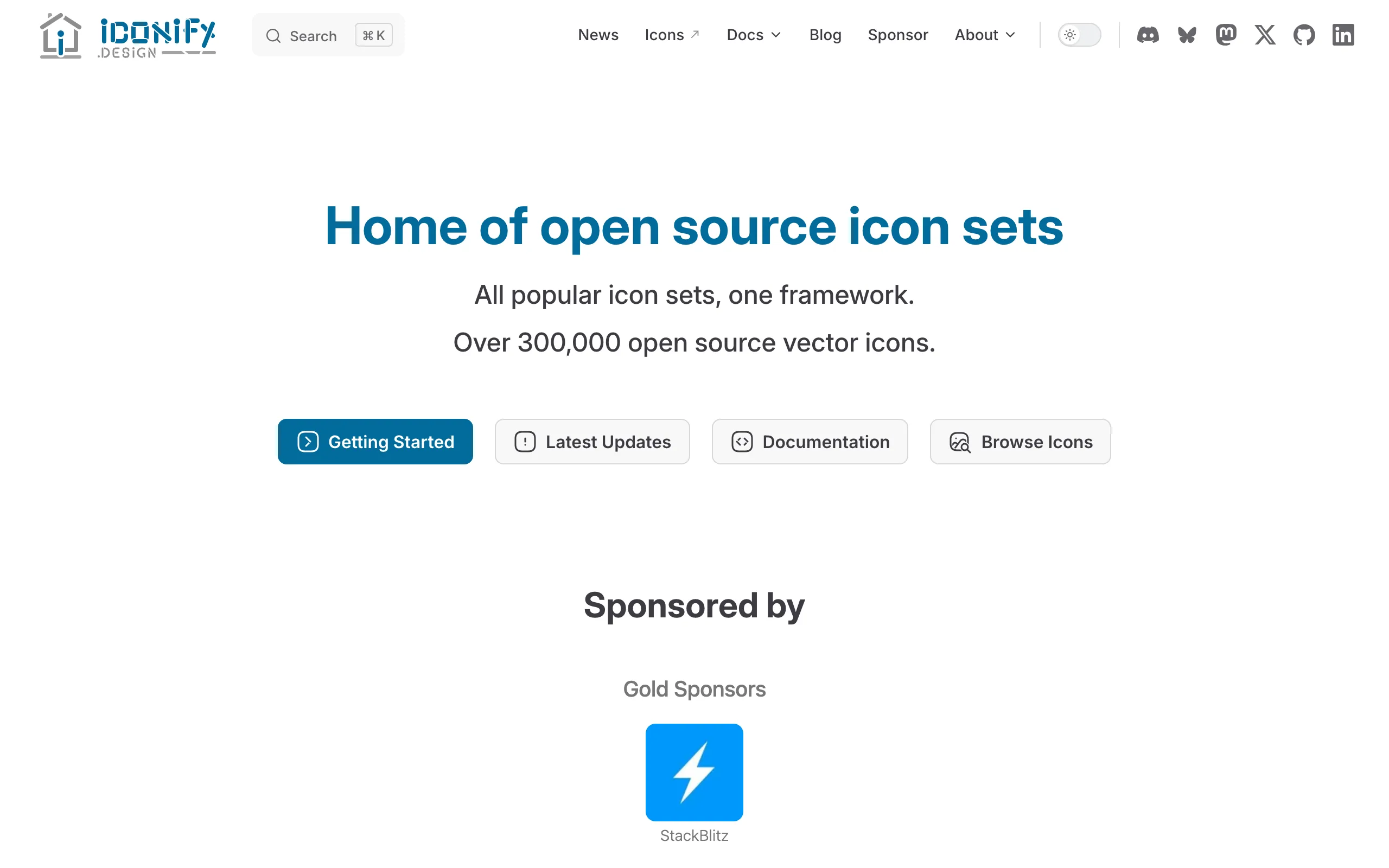 Screenshot of the Iconify homepage