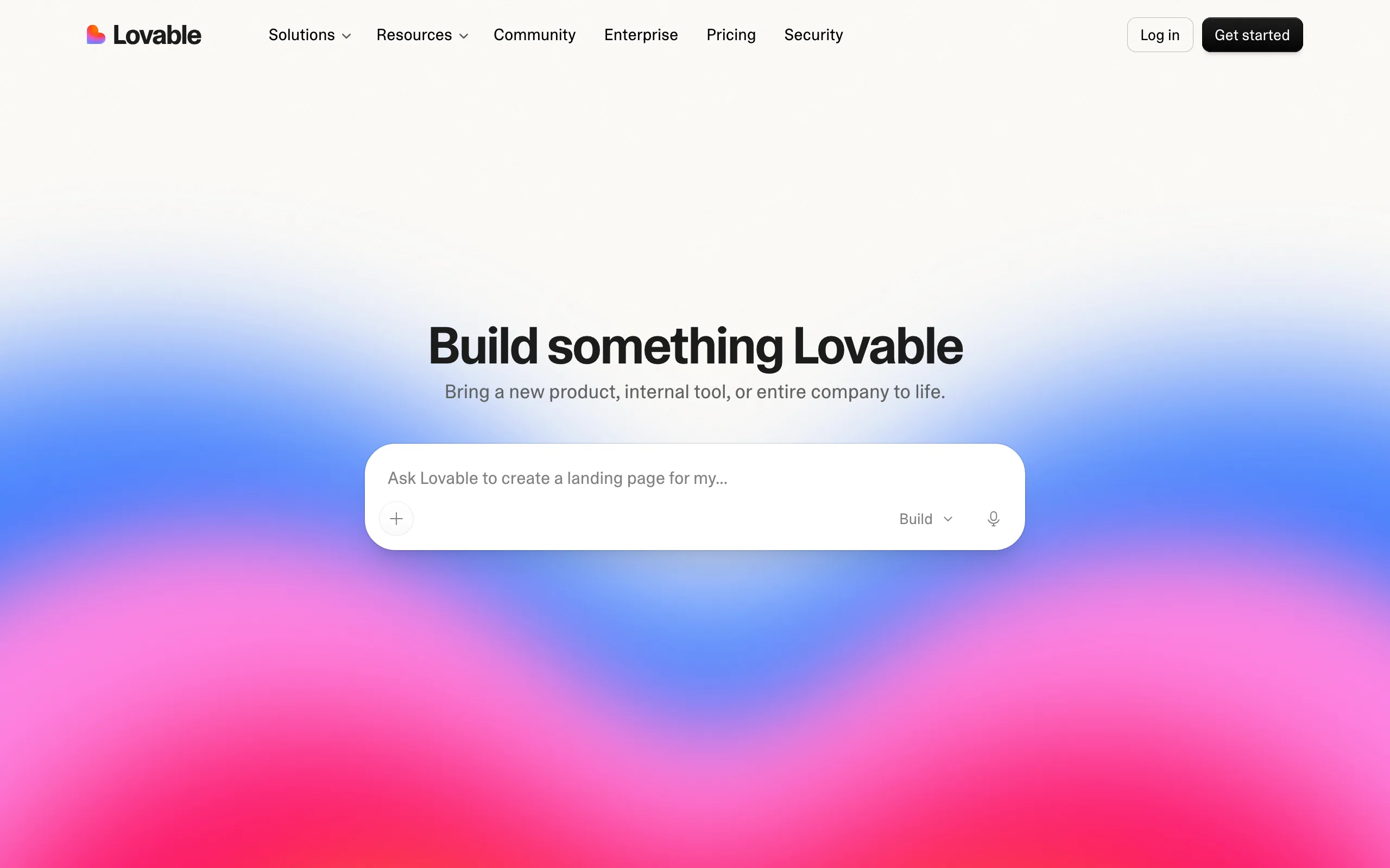 Screenshot of the Lovable homepage
