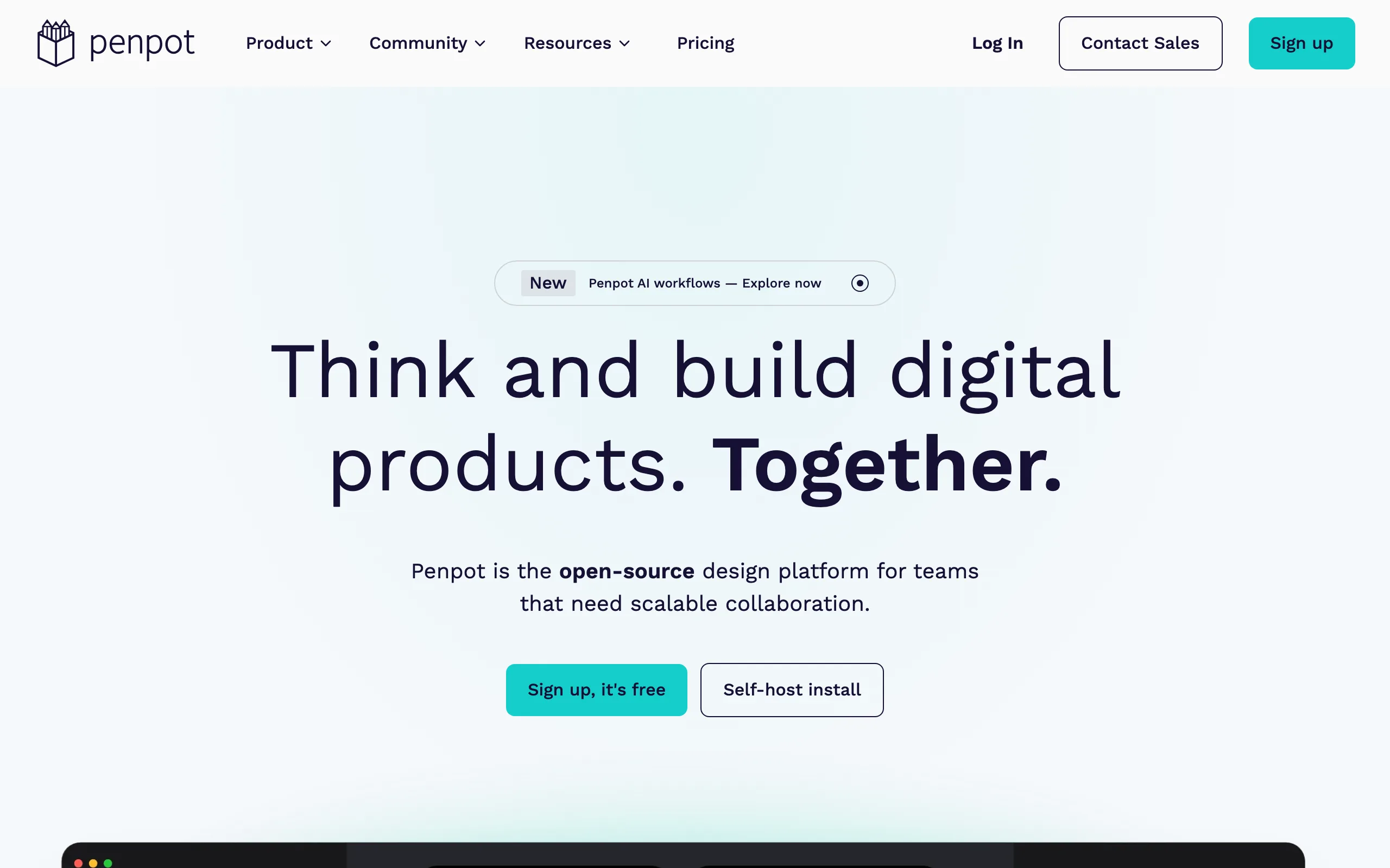 Screenshot of the Penpot homepage
