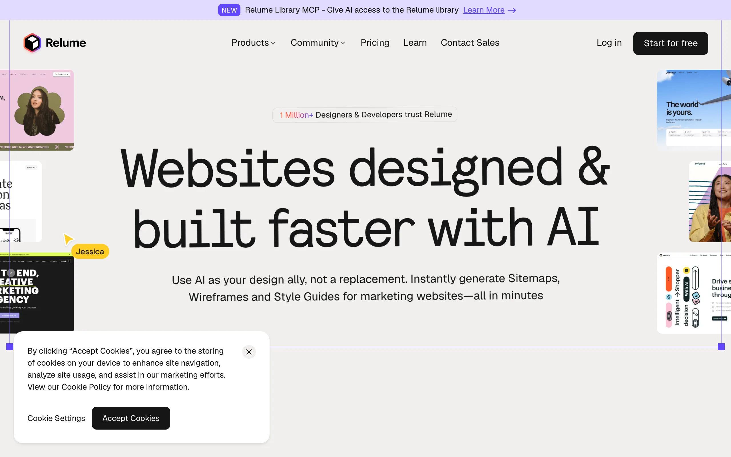Screenshot of the Relume homepage