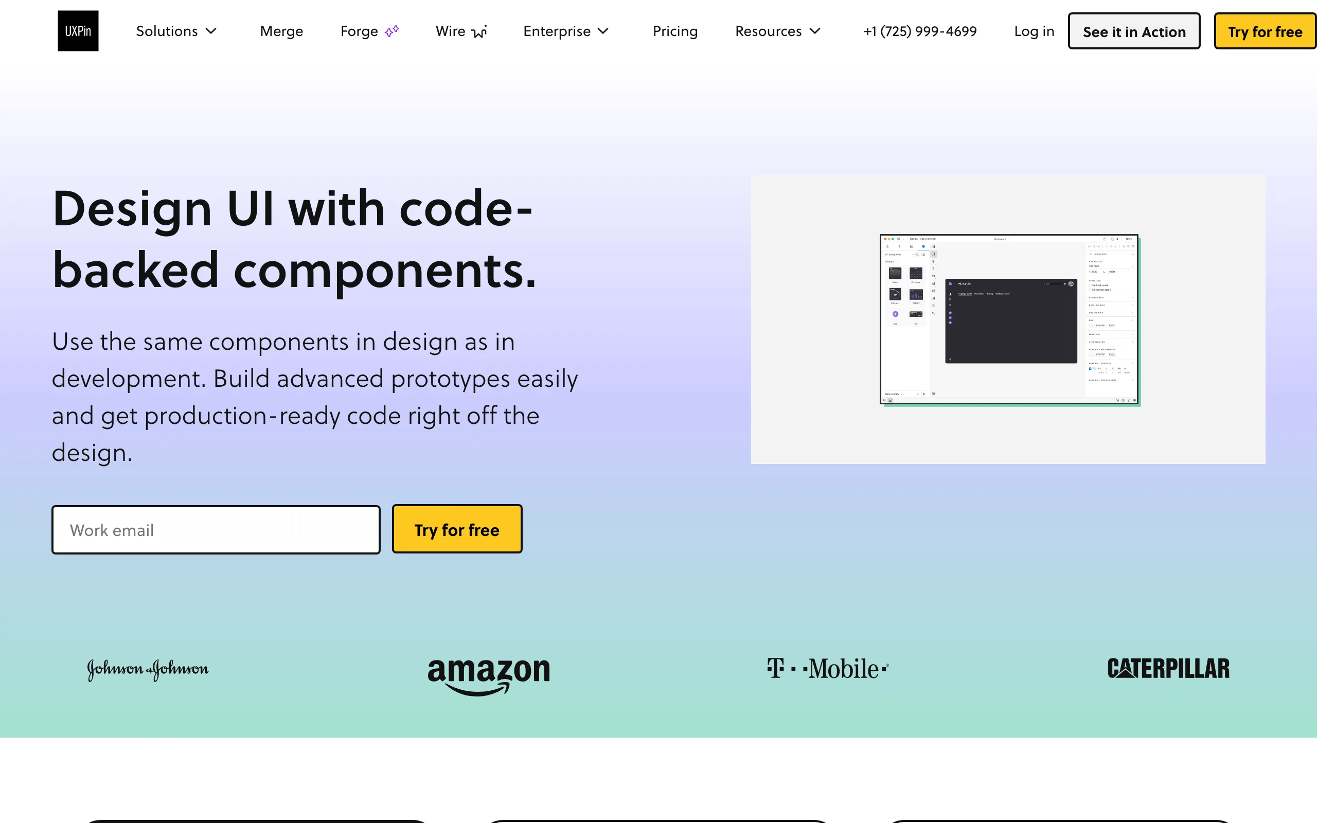 Screenshot of the UXPin homepage